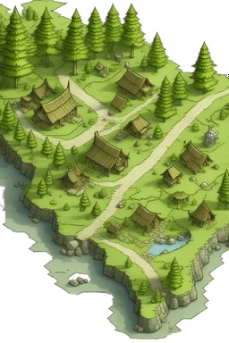 dungeons and dragons map of a road only wilderness and a hut