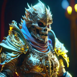 stylized horror knight with ornaments, epic, fantasy, intricate, hyper detailed, artstation, concept art, smooth, sharp focus, ray tracing, vibrant, photorealistic, textured, centered, 4k