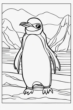 coloring page for kids, PENGUIN, thick outline, low details, no shading, no color