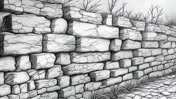 stony wall pencil drawing