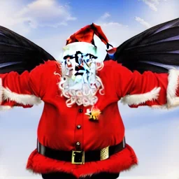 wings, freaky Santa with wings, laughing, flying, wings