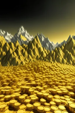 haz un fondo de un grafico de trading con montañas de dinero en el medio de la foto, el dinero que sea dorado, que se vea el dinero, con montañas de dolares doradas en el medio de la foto