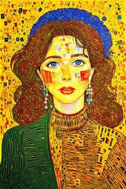 Less Matter, More Energy; Electric Lowbrow 70's artwork in the style of Gustav Klimt