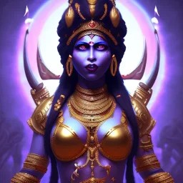 Goddess Kali in action, pitch black complexion, beautiful, svelte, stunning, chiseled face, fierce, unreal engine 5 volumetric lighting, intricate details, realistic style