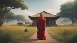 Buddha monk After convincing the older brother of his creative idea, they began to implement the plan. They built a small hut in the heart of the field, resembling a silent haven that would be the center of operations for experimenting with reading the body language of animals,4k