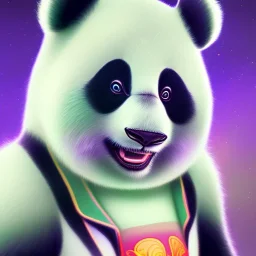 A male humanoid/furry panda with mint fur color that can use ice rainbow superpowers in digital style