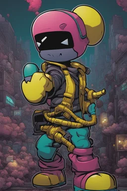 cyberpunk chistmass comic book hero character by kaws