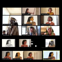 Zoom call involving several ancient Egyptians.