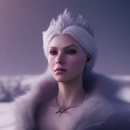 A portrait of a crystalised snow queen, atmospheric,fantasy, realistic, unreal engine 5, cinematic lighting, octane render.