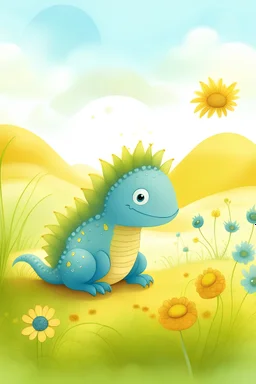 Introduce Sparkle, a curious and adventurous creature living in a quaint meadow. story book illustration