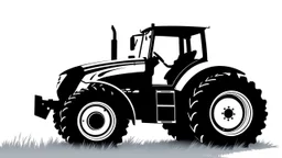 side profile silhouette of a modern tractor, black on white vector