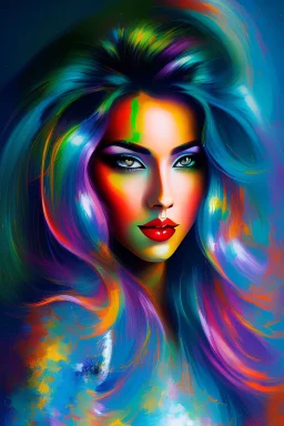 abstract painting of woman, full color, vibrant colors, 8k resolution