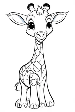 outline art for cute Giraffe coloring pages with sitch, white background, Sketch style, full body, only use outline, toddlers style, clean line art, white background, no shadows and clear and well outlined.