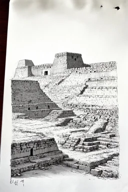 ancient city babylon in its prime charcol sketch on white paper