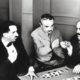 Chaplin play poker with Hitler by matisse