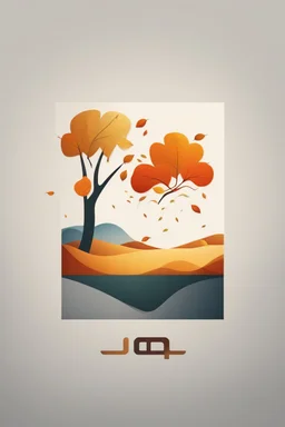squared landscape with leaf fall, flying leaves, logo