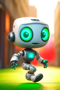 adorable cute chat robot with mouth piece doing parkour, with short punk hair and real human eyes, its such a perfect day, motion blur, smoke, 8k, downlight, soft light, depth of field, photorealism, trending on art station, lotsa detail