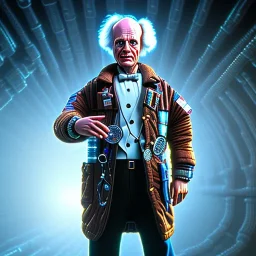 Portrait of Doctor Emmet Brown, Back to the Future, ultra realistic, high detail level, 8k, rojyo, steampunk