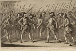 soldats anglais qui crient année 1669