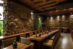 restaurante amplio inspirado en la cultura olmeca