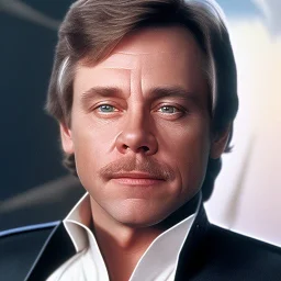 extremely detailed 8k hyperspace wallpaper,complete and photo realistic detailed head to waist stunning photo realistic portrait of mark hamill as luke skywalker in star wars with short lenght, Symmetrical, soft, fine, warm, photo realistic hair, blue eyes, professional majestic photo realistic painting by Ed Blinkey, Atey Ghailan, by Jeremy Mann, Greg Manchess, Antonio Moro, trending on ArtStation, Intricate, High Detail, Sharp focus, dramatic, by greg rutkowski,harsh and rough face,