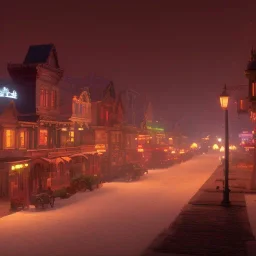 Western town in 1880 at night