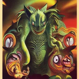  kaiju with five eyes and three ears by walt disney and dali