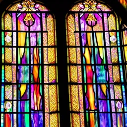 colorful light iridescent shines through the stained glass window of butterfly, dramatic lighting on white background