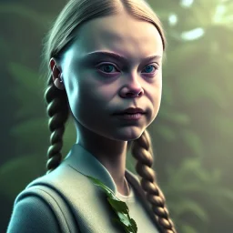  Greta Thunberg portrait plant girl, fantasy art, octane render, redshift render,ambient lighting