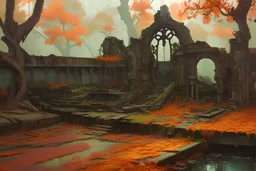 Autumn Bank in ruins by James Jean