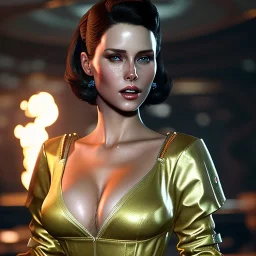 Drawing of beautiful face,'beautiful,Busty fit 'Cait- Fallout 4',intense stare, ancient skintight armor, balanciaga fashion clothe painting by gaston bussiere, greg rutkowski, yoji shinkawa, yoshitaka amano, tsutomu nihei, donato giancola, tim hildebrandt Oil on canvas, cinematic composition, extreme detail,fit full head inside picture,16k