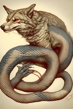 wolf with a snake instead of tail