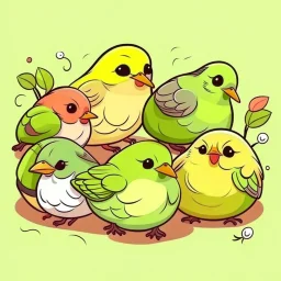 little birds sleeping cartoon