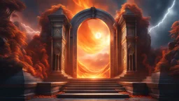 The two portals to Heaven and Hell. Good and Evil. Life and Death. fantasy concept art, exquisite realism, a masterpiece, dynamic lighting, hyperdetailed, intricately detailed, deep color, Unreal Engine, volumetric lighting , Epic cinematic brilliant stunning intricate meticulously detailed dramatic atmospheric maximal,