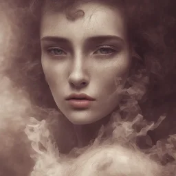 portrait photography of ethereal beauty, 8K, Portrait of a woman by Michelangelo, close-up face, anatomically perfect face, a sunny atmosphere, misty smoke, tree roots