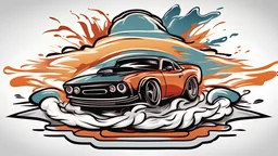 Cartoon drifting car burnout logo