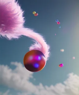 Ultra realistic speed clouds sky scene, wide angle view, sweet childs falling down, inflatable color clothing, free jumping flying, many trinkets, hair monster, many jelly beans, balls, color smoke, smile, happy, circus style, extreme, wind, clouds sea, 20,000 feet altitude, stratosphere, soft color, highly detailed, unreal engine 5, ray tracing, RTX, lumen lighting, ultra detail, volumetric lighting, 3d, finely drawn, high definition, high resolution.