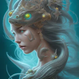 sango fantasy, fantasy magic, intricate, sharp focus, illustration, highly detailed, digital painting, concept art, matte, artgerm and paul lewin and kehinde wiley, masterpiece silver dragon head copper African nice breast Afo woman turquoise waves