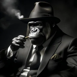 a gorilla that joined the mafia, smoking a cigar