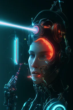 render the immage like cyborg cyberpunk neon