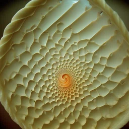 finely geometrical fractal shell, nautilus regular logarithmic spiral geometrically developed fibonacci, translucent, parametric architecture grasshopper, in the golden hour time greek island --v 5 --ar 5:8**