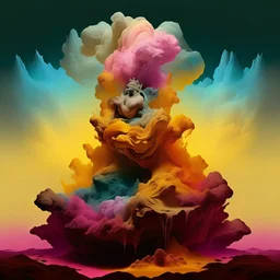 colorful fog coalescing into a massive Zeus-like deity, By Kim Keever, neo surrealism