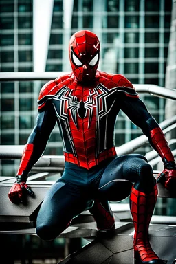 Spider-man in hulking futuristic armor, photograph