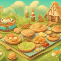 fantasy dutch food land. illustration 3d style. HD