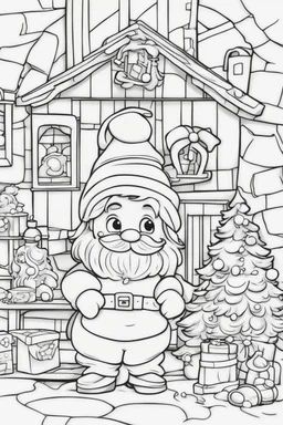 coloring page for kids, Santa's Workshop, cartoon style, thick outline, low details, no shading, no color