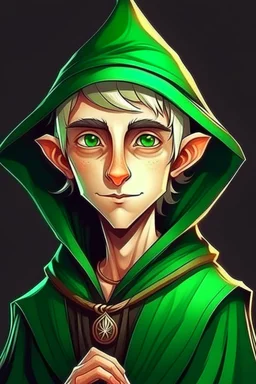 young elf green eyed student wizard
