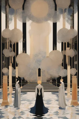 Kay Nielsen, Bill Randall, Surreal, mysterious, bizarre, fantastical, fantasy, Sci-fi, Japanese anime, an amazing world inside a closed room, a scientific pilgrimage, a natural laboratory, experiment by a beautiful high school girl, detailed masterpiece