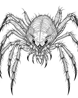 Cartoon outline, Goliath Bird-eating Spider, coloring pages, no color, highly detailed, black and white, white background, highly detailed