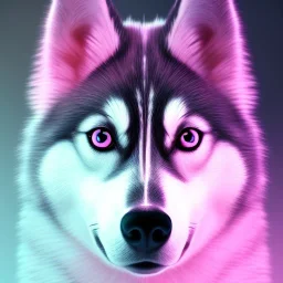 Husky, neon pink eyes, 8K, cinematic lighting, sharp focus, masterpiece, expert