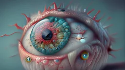 eyeball with herpes photorealistic